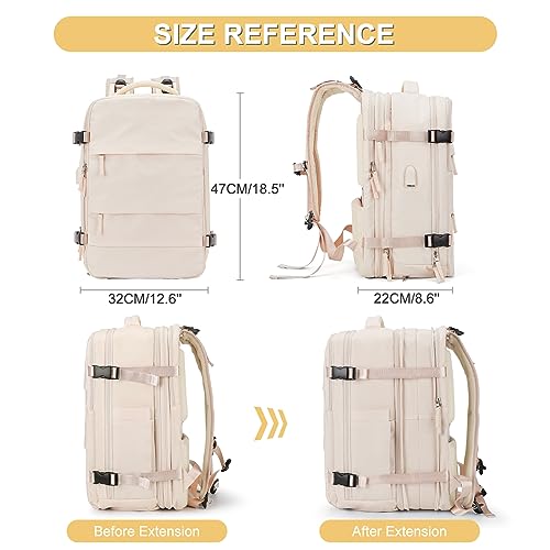 coofay Casual Backpack Traveling Backpack, A-beige, Expandable, Travel Backpacks - Image 2