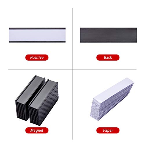 EEOYU Magnetic Label Holders with Magnets, Data Card Holders with Clear Plastic Protectors, Set of 30 (0.8 x 3 Inch) - Image 5