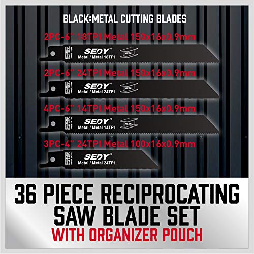 SEDY 36-Piece Ultimate Reciprocating Saw Blade Set - Premium Saw Blades, Durable Wood & Metal Cutting Blades with Storage Pouch, Long-Lasting Pruning Blades - Image 4