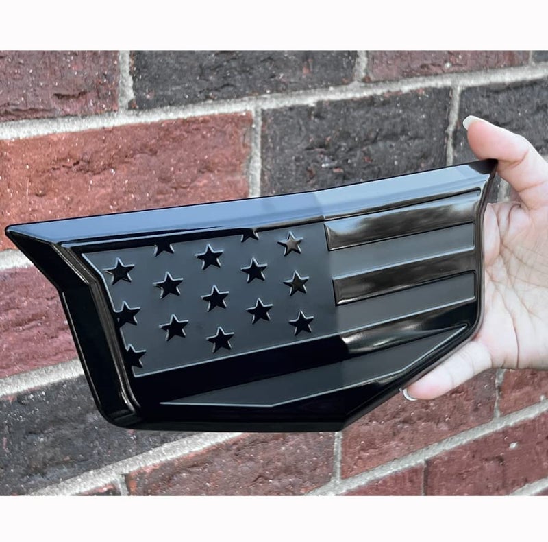 eVerHITCH American Black Flag Aluminum Overlay Grill Front Taigate Emblems Set for Escalade 2015-2020 - Image 2