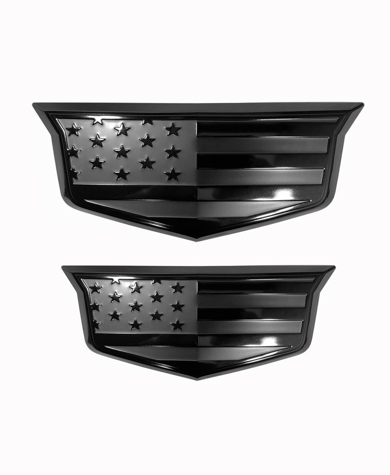 eVerHITCH American Black Flag Aluminum Overlay Grill Front Taigate Emblems Set for Escalade 2015-2020 - Image 1