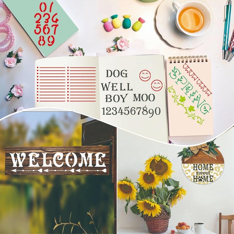 Felixcraft Letter Stencils for Painting, 40PCS 6.8x4 Journal Stencils for Crafts Reusable, Various Font Styles with Numbers & Symbols, for Custom Signs, Wall Quotes, Wooden Plaques, Scrapbook & Home Decor - Image 5