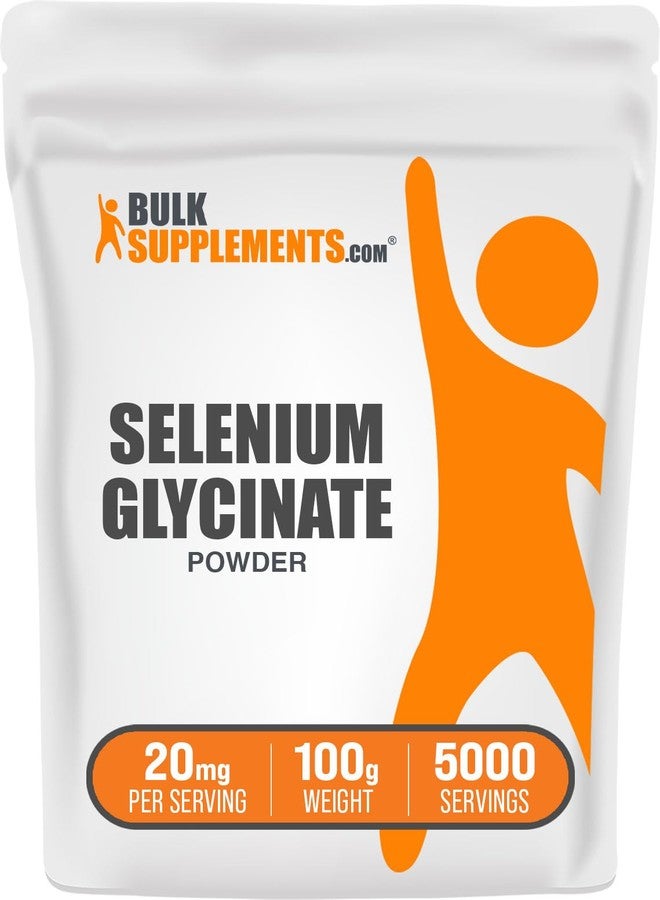 بالك سابلمنتس مسحوق جليسينات السيلينيوم من BulkSupplements.com - سيلينيوم 200 ميكروغرام، مكمل معدني - معادن أساسية نادرة وخالي من الغلوتين، 20 ملغ لكل حصة، 100 غرام (3.5 أونصة) (عبوة واحدة) - Image 1