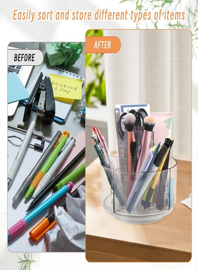 Kryslanix Rotating Pencil Holder for Desk,5 Slots 360° Spinning Acrylic Pen Holder,Marker Holder Crayon Organizer Pen Organizer for Office Home School - Image 5