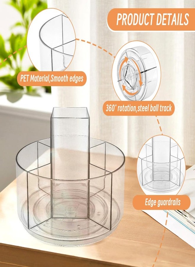 Kryslanix Rotating Pencil Holder for Desk,5 Slots 360° Spinning Acrylic Pen Holder,Marker Holder Crayon Organizer Pen Organizer for Office Home School - Image 3