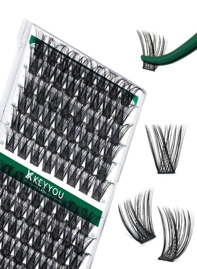 KEYYOU Lash Clusters 96pcs Individual Lashes Y01 D Curl 18mm Cluster Lashes KEYYOU Volume Wispy Lash Extension Soft&Comfortable Easy DIY at Home(Y01,D-18mm) - Image 1