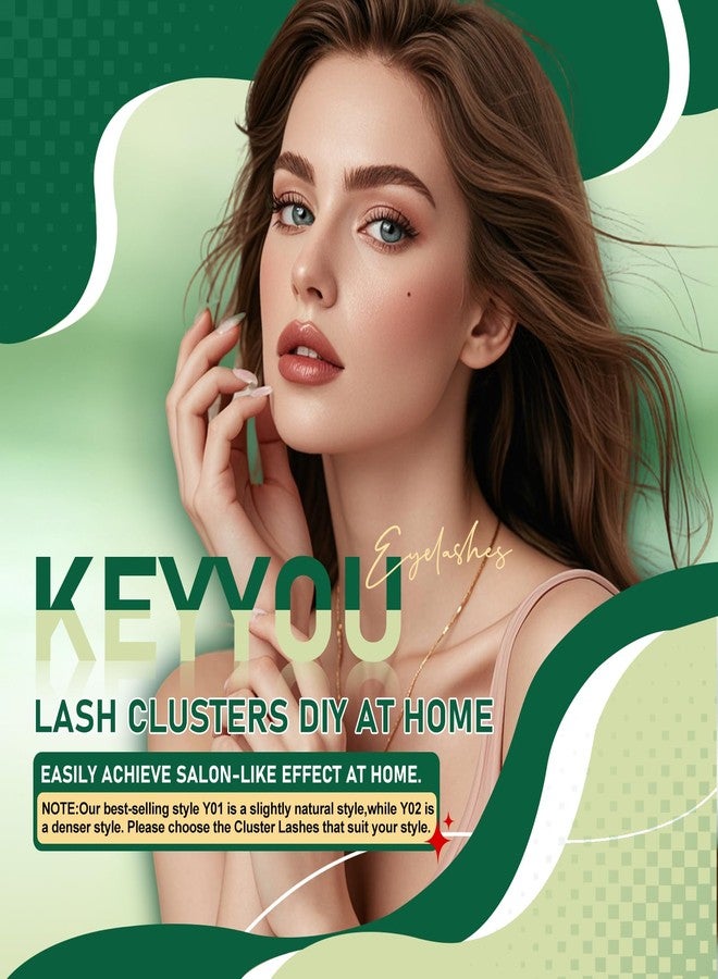KEYYOU Lash Clusters 96pcs Individual Lashes Y01 D Curl 18mm Cluster Lashes KEYYOU Volume Wispy Lash Extension Soft&Comfortable Easy DIY at Home(Y01,D-18mm) - Image 5