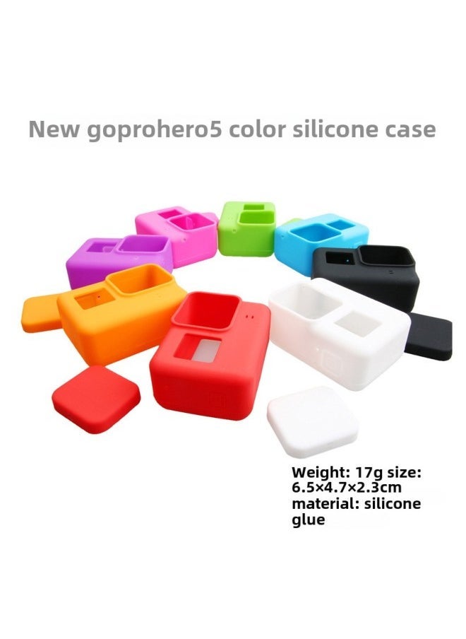 Generic Gopro Hero5/6/7 Blacksh Camera Lens Cover Silicone Cover Frame Protective Case Accessory Set-Color:Red Bare Metal Cover + Cover + Pearlescent Bag  - Image 3