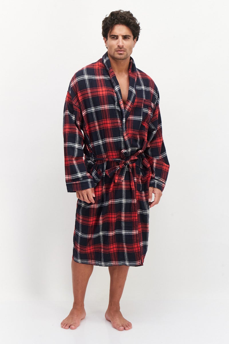 Bottoms Out رداء رجالي طويل الأكمام من Windowpane، أحمر  - Image 1