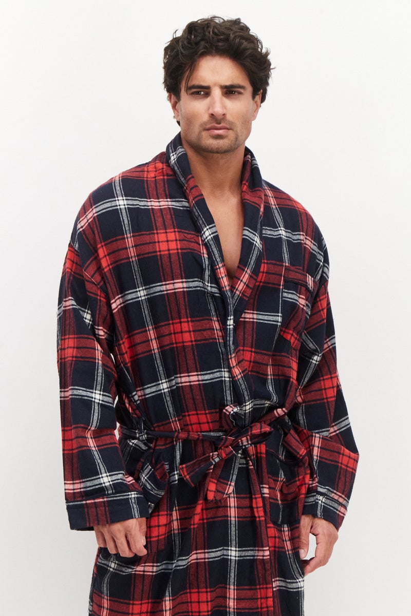 Bottoms Out رداء رجالي طويل الأكمام من Windowpane، أحمر  - Image 2