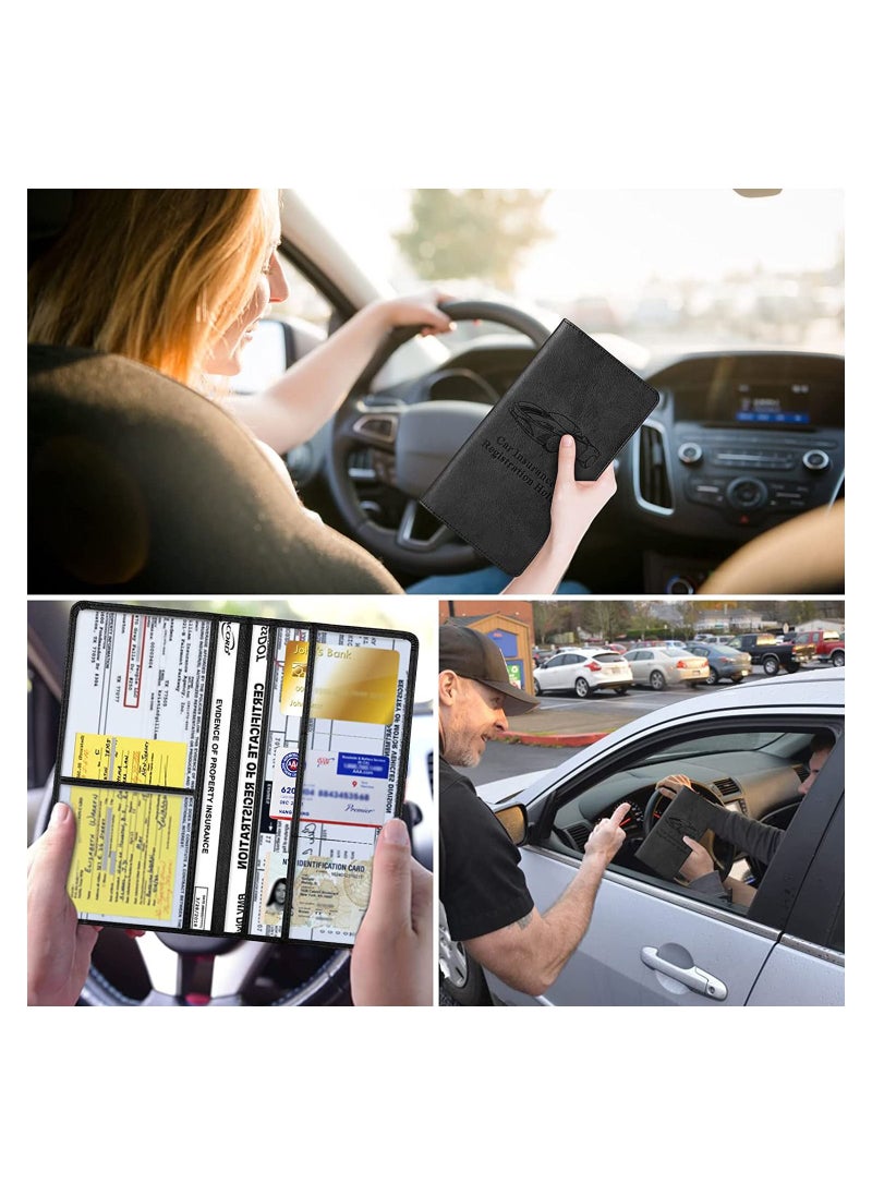 SYOSI - Car Registration Holder Insurance Card Holder Auto Glove Box Organizer Document Wallet Leather Manual Folder Vehicle Compartment License Case Truck Accessories for Women Men - Image 1