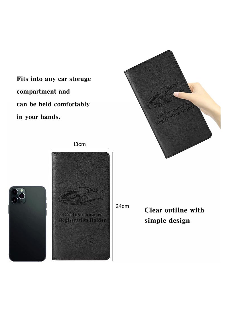 SYOSI - Car Registration Holder Insurance Card Holder Auto Glove Box Organizer Document Wallet Leather Manual Folder Vehicle Compartment License Case Truck Accessories for Women Men - Image 1