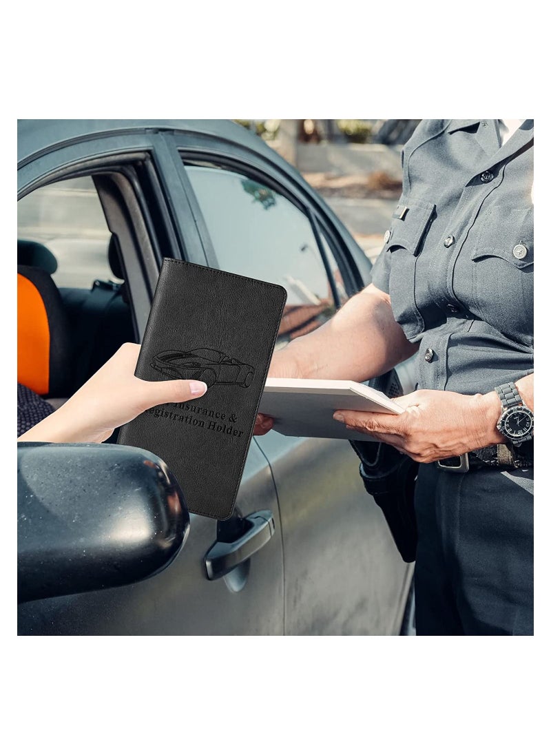 SYOSI - Car Registration Holder Insurance Card Holder Auto Glove Box Organizer Document Wallet Leather Manual Folder Vehicle Compartment License Case Truck Accessories for Women Men - Image 1