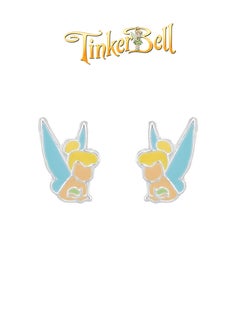 Disney Tinkerbell Stamp Stud Earrings Silver Plated - Official Licensed Merchandise