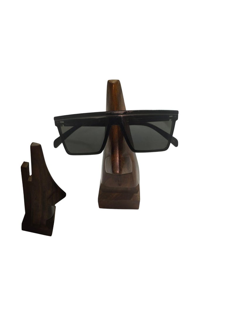 Generic Wooden NoseShaped Eyeglass Holder Sunglasses Display Stand Dark Brown  - Image 1