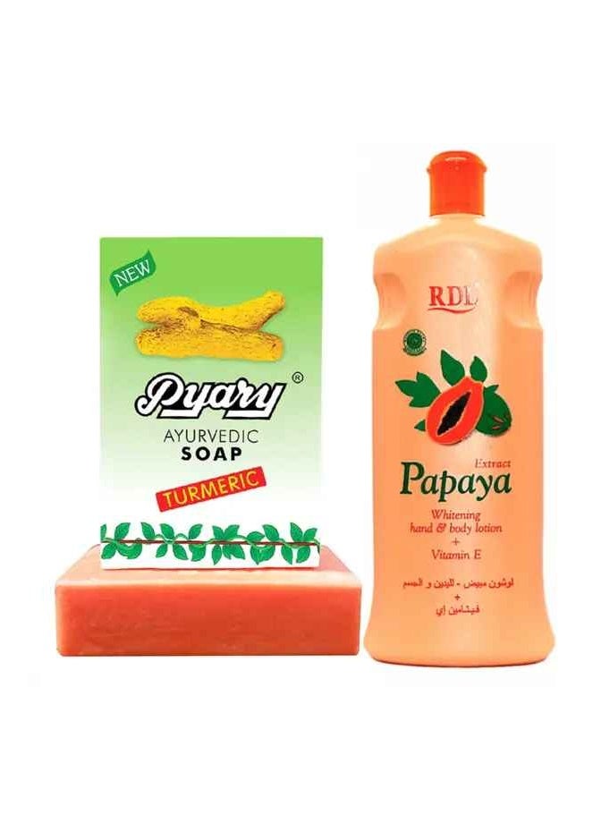 Body whitening set consisting of turmeric soap + papaya cream - Image 1