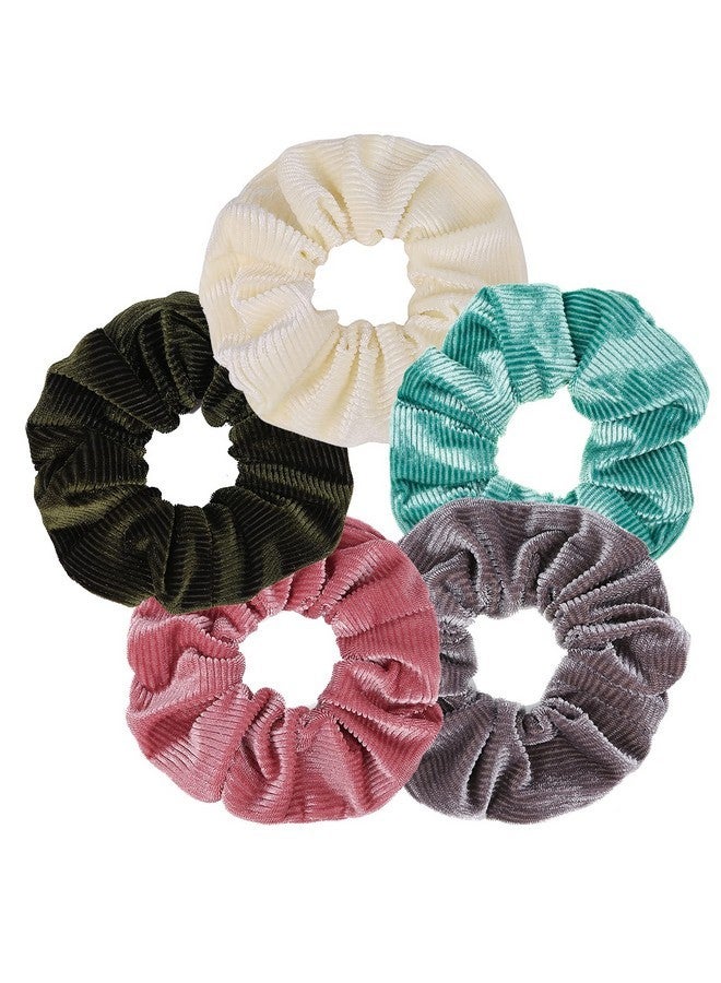 LOOKSEVEN Scrunchies for Hair Women, 5PCS Bandana Scrunchy Hair Ties, Flannel (Cotton, One size fits all, 5 colors) - Image 1