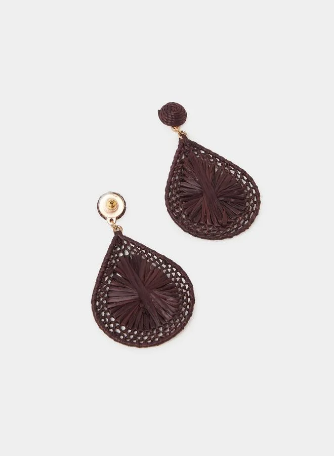 Styli  Purple Raffia Teardrop Dangler Earrings for Women | Best Price UAE