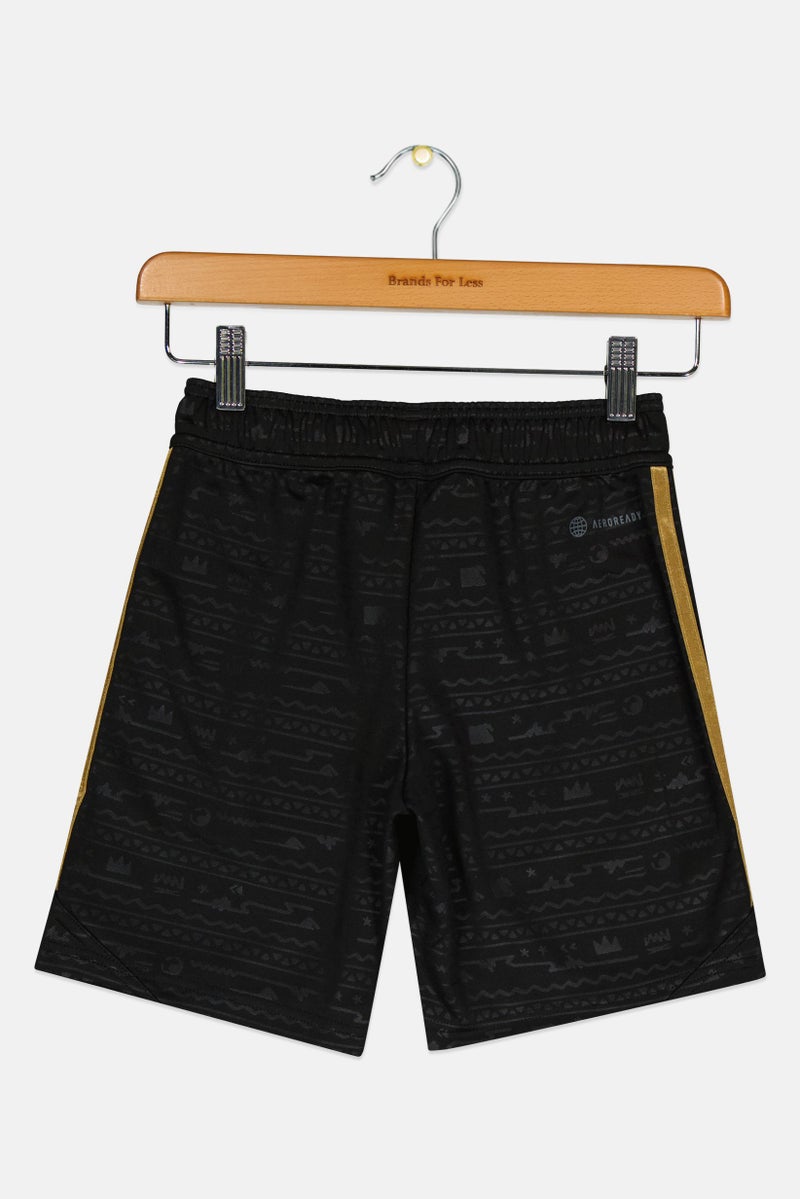 Adidas شورتات خارجية للأطفال الأولاد بشعار العلامة التجارية، أسود - Image 2