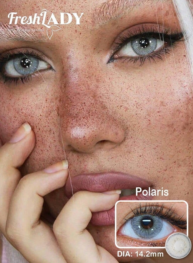 سيدة جديدة عدسات Freshlady Polaris الملونة 14.20 مم للاستخدام السنوي – قطعتان، ناعمة ومريحة، تكبير طبيعي للعيون، مظهر العيون المختلطة، حماية من الأشعة فوق البنفسجية، مثالية للاستخدام اليومي والمكياج والأناقة العصرية - Image 1