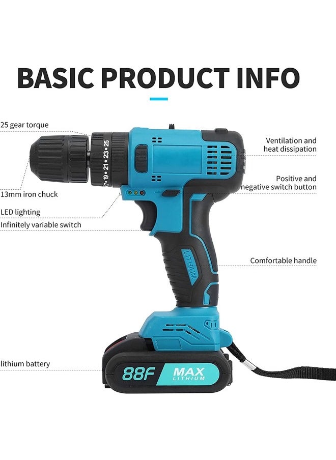 Arabest 21V Cordless Drill Driver,Electric Drill,Power Drill Set with Lithium Ion Battery Charger,28PCS Bits In Kitbox For Drilling Fastening,2 Speed,LED Light,Electric Screwdrivers for Home DIY  - Image 2