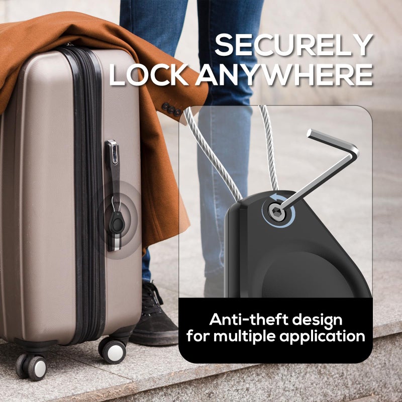 typecase حامل مفاتيح مقاوم للماء لعلامة AirTag - (4 عبوات) غلاف قفل لعلامة AirTag مع كابل سلكي متوافق مع علامات Apple AirTags، غلاف واقي فائق المتانة مضاد للفقد مع حلقة مفاتيح للأمتعة، المفاتيح، حقيبة الظهر، أسود - Image 3