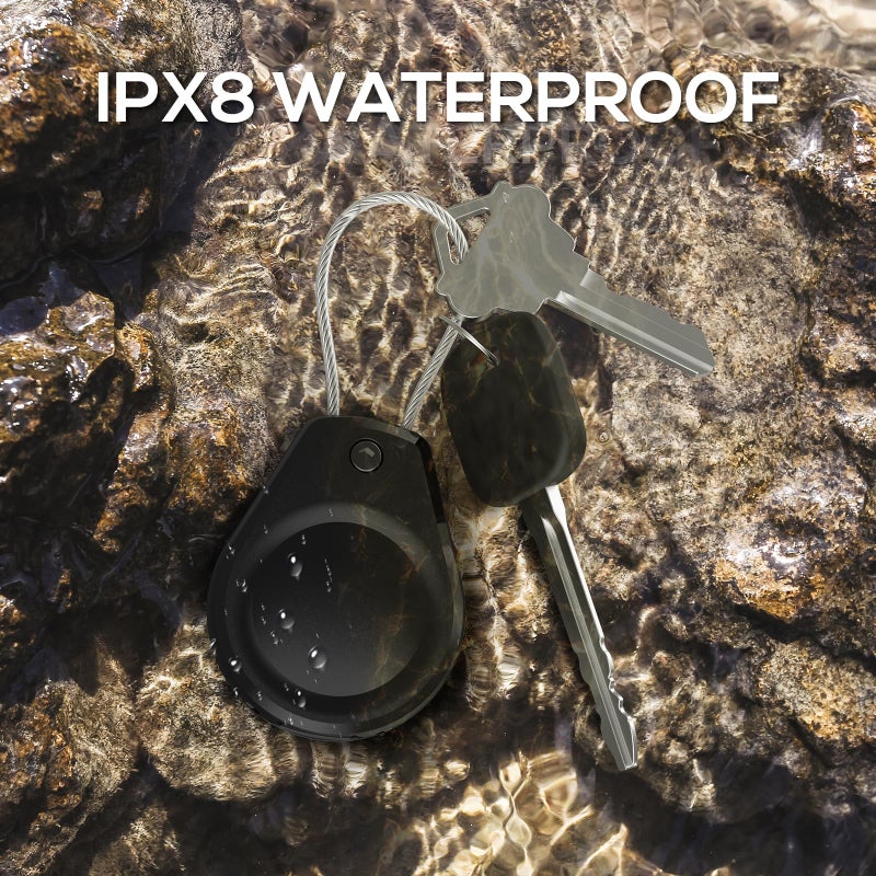 typecase حامل مفاتيح مقاوم للماء لعلامة AirTag - (4 عبوات) غلاف قفل لعلامة AirTag مع كابل سلكي متوافق مع علامات Apple AirTags، غلاف واقي فائق المتانة مضاد للفقد مع حلقة مفاتيح للأمتعة، المفاتيح، حقيبة الظهر، أسود - Image 2