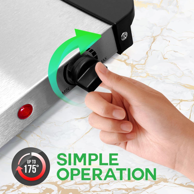 Nutrichef Professional Stainless Steel Buffet Warmer Server with 3 Trays | Portable Hot Plate Food Warmer Station for Parties & Events | Easy to Clean | 3 See-through lids | Max Temperature 175F - Image 3