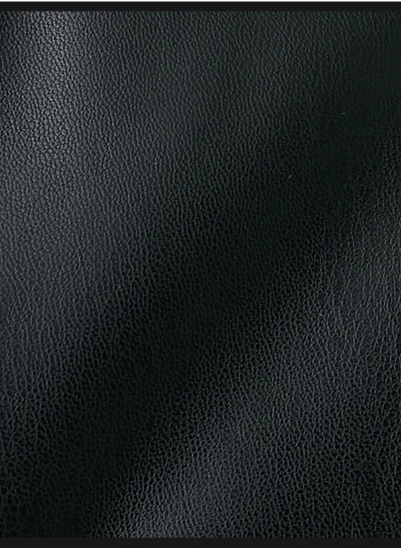 كوتون Faux Leather High Neck Puffer Coat