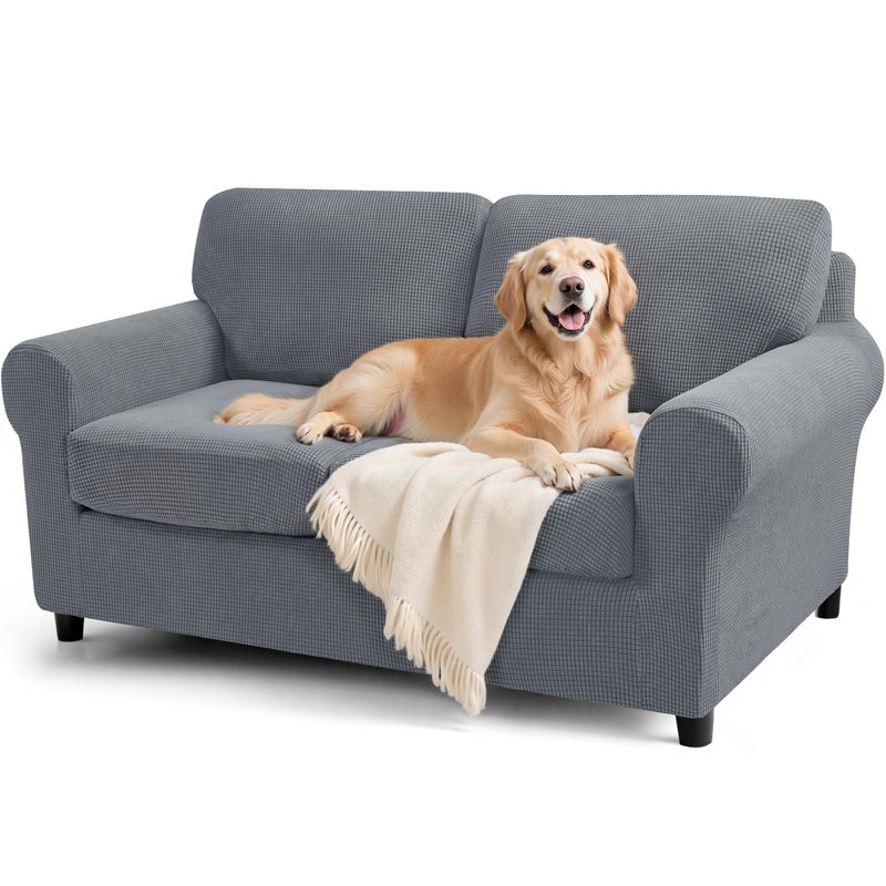 SUBRTEX 5 Pieces Stretch Sofa Slipcover Sets Couch Cover Sets Backrest Cushion Covers Furniture Protector Collection Set for Oversize Sofa Loveseat Chair Slip CoversMedium Light Gray