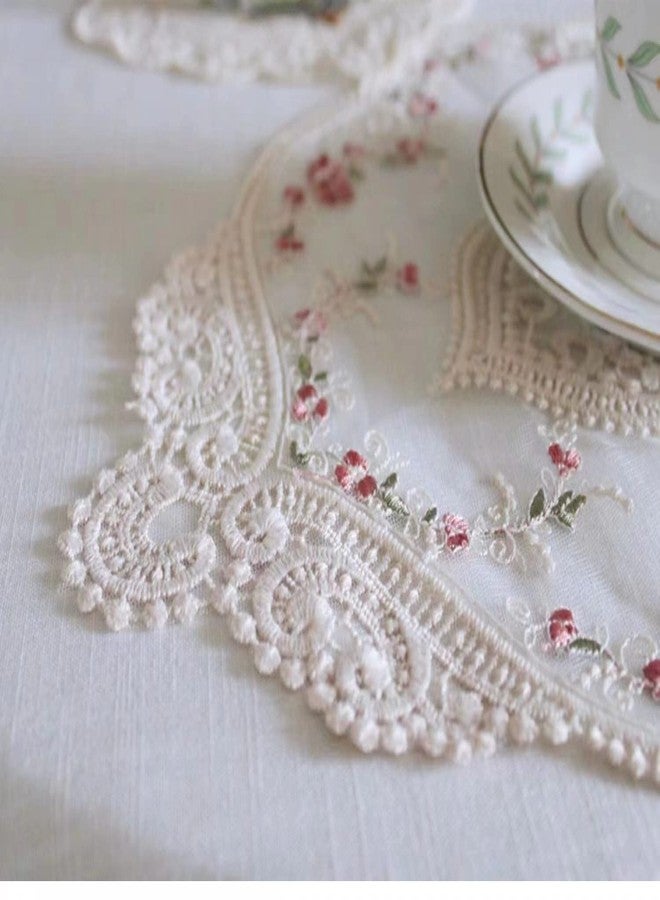 Fiygor 2Pack 12x18-in Retro Lace Placemats, French Crochet Doilies, Handmade Embroidered Table Mats, Beige - Image 4