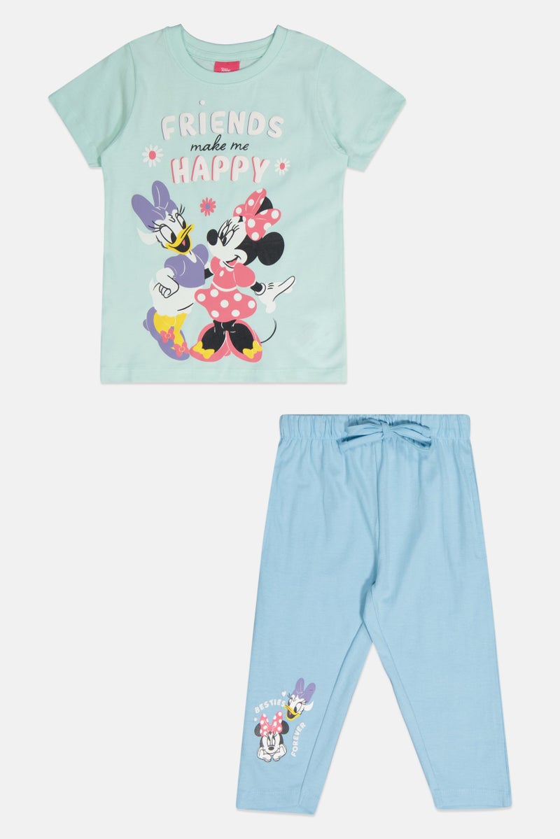 Disney طقم مكون من قطعتين للبنات الصغيرات بطباعة ميني، متعدد الألوان - Image 1