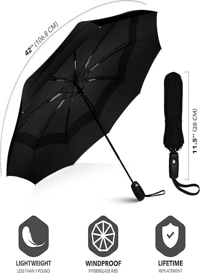 PDSPM UV protection Umbrella Automatic open close for rain and sun protection 3 fold umbrella for men women kids boys girls big size large three fold stylish folding under windproof travel (Black2Black) - Image 2