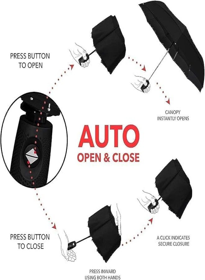 PDSPM UV protection Umbrella Automatic open close for rain and sun protection 3 fold umbrella for men women kids boys girls big size large three fold stylish folding under windproof travel (Black2Black) - Image 3