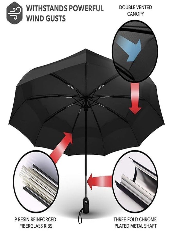 PDSPM UV protection Umbrella Automatic open close for rain and sun protection 3 fold umbrella for men women kids boys girls big size large three fold stylish folding under windproof travel (Black2Black) - Image 5