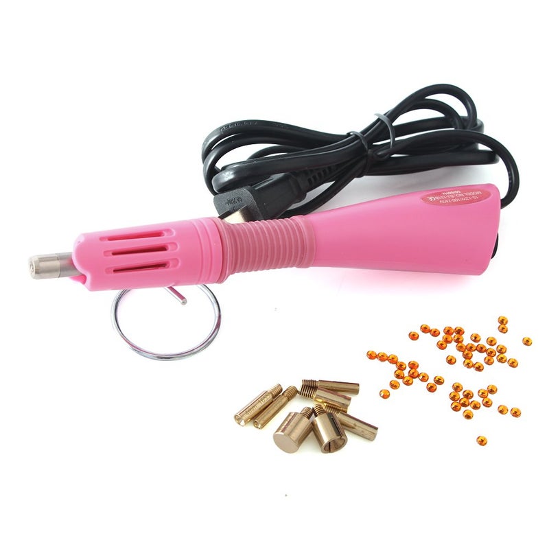 Co-link Hotfix Rhinestone applicator 7 in 1 Professional Iron-on Hot Fix Wand Crystal Gem Rhinestone Heat-fix Tool (Pink) - Image 1