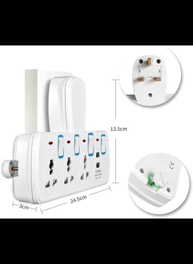 عباسلي سلك تمديد طاقة متعدد المكونات مع مأخذ توصيل محور USB - Image 2