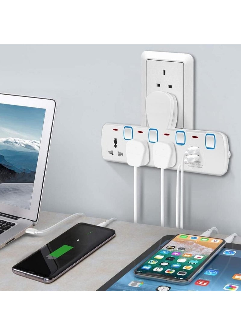 عباسلي سلك تمديد طاقة متعدد المكونات مع مأخذ توصيل محور USB - Image 5