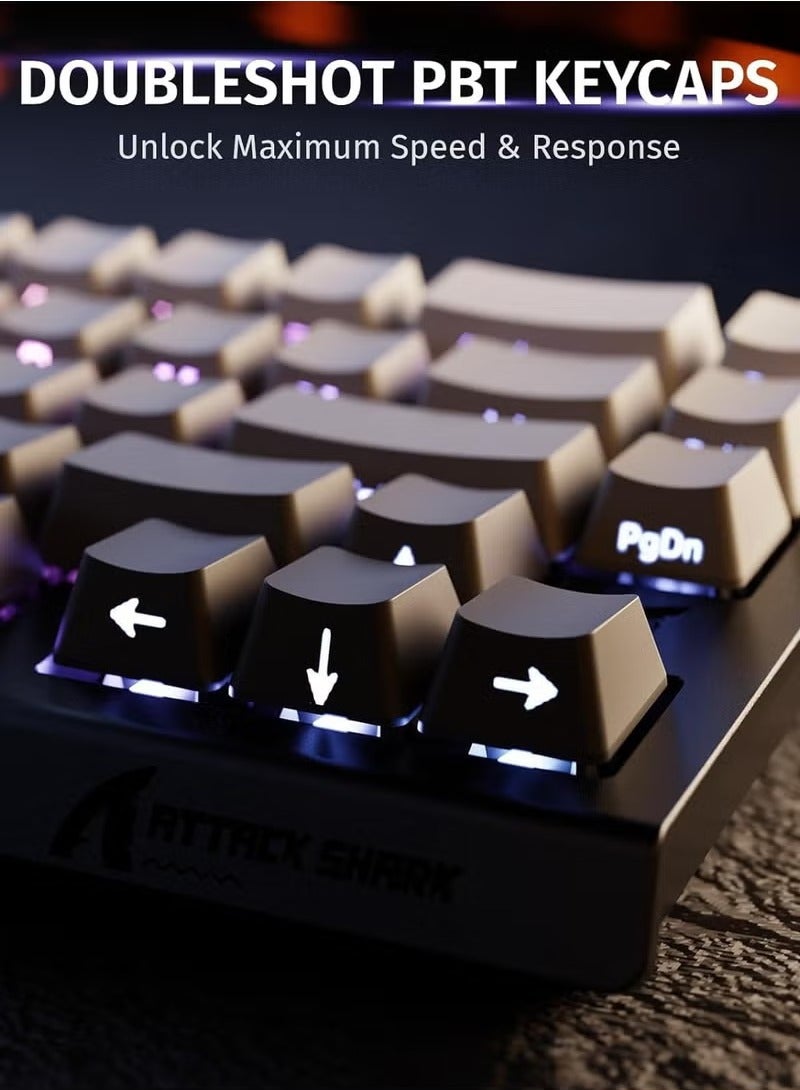 ATTACK SHARK X68 HE Rapid Trigger Magnetic Switch 60% RGB Backlit Top Wireless Mechanical Gaming keyboard Wired 8KHZ Polling Rate 0.01mm Adjustable Actuation Web Driver for Win/Mac(Moonlight) - Image 3