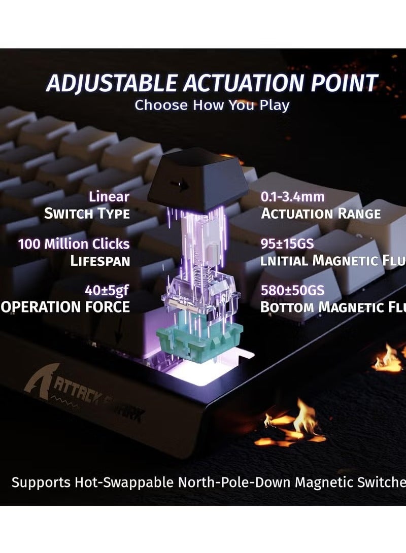 ATTACK SHARK X68 HE Rapid Trigger Magnetic Switch 60% RGB Backlit Top Wireless Mechanical Gaming keyboard Wired 8KHZ Polling Rate 0.01mm Adjustable Actuation Web Driver for Win/Mac(Moonlight) - Image 5