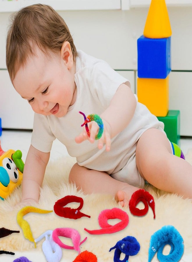 Comonc 100 Pcs Magic Twisty Worm Wiggly Twisty Fuzzy Worms on a String Magic Worm Toys for Party Supplies,Random Colors - Image 4