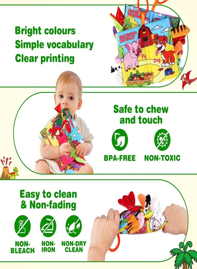 Helsort Soft Baby Books for 0-18 Months, 2PCS Crinkle Cloth Book - Dinosaur and Farm Themes, Tummy Time Toys for Infants 0-6-12-18 Months, Sensory Books for Babies, Ideal Christmas - Image 4