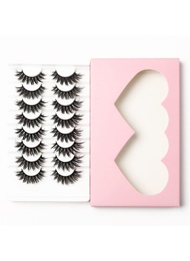 beautykaisen - 8 Pairs 3D Faux Mink Lashes Handmade Luxurious Volume Fluffy Natural False Eyelashes - Image 1