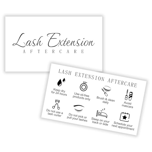 UGBFHT 100 Pack Lash Aftercare Extension Care Cards Lash Extension Aftercare Instructions Cards 35 x 21 Inch Lash Lift and Tint Aftercare Card for Lash Tech Essentials Lash Tech Supplies Lash Aftercare Kit - Image 1
