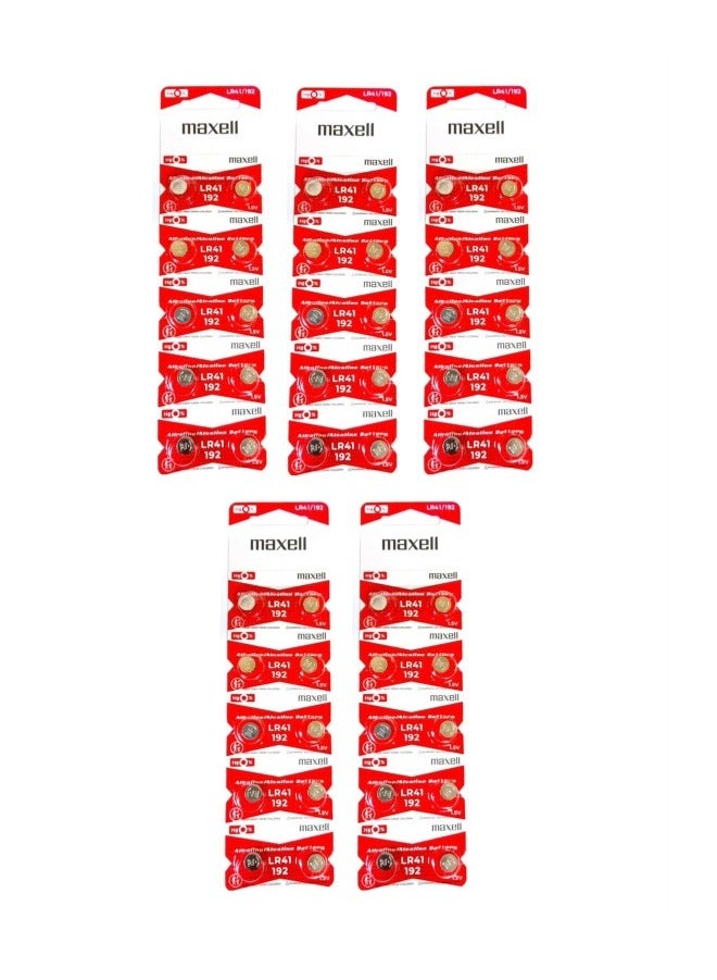 ماكسل 50 قطعة من بطاريات ماكسيل LR41 (192) AG3 القلوية 1.5 فولت