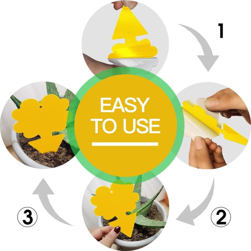 Cleanuper 58 Pcs Yellow Flying Insect Traps for Plants,Indoors, Outdoors, Kitchen, Yellow Sticky Traps for Fungus Gnat, Fly and Fruit Fly, Flying Insects, Non-Toxic & Odorless, Kid & Pet Safe, Economic Pack - Image 4