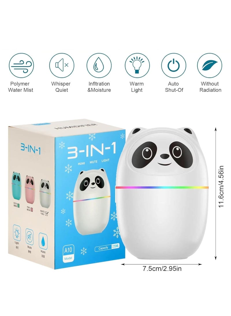 VIRAAJI Viraaji Aroma Humidifier Cool Mist Panda Humidifier with 7 Color Night Lights Small Usb Ultrasonic air With Essential Oil Diffuser for Car Bedroom Office Moisture Multicolor 250ML  - Image 2