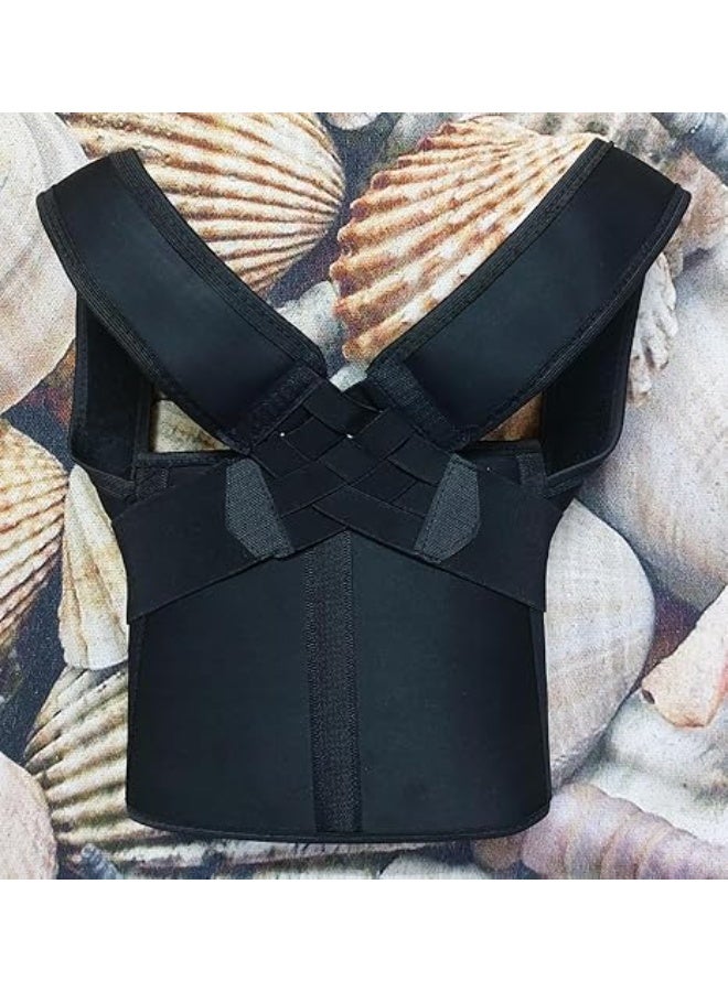 حزام دعم الظهر لتصحيح وضعية الجسم، تصميم على شكل حرف X، دعم كتف قابل للتعديل، أسود، للجنسين - Image 4