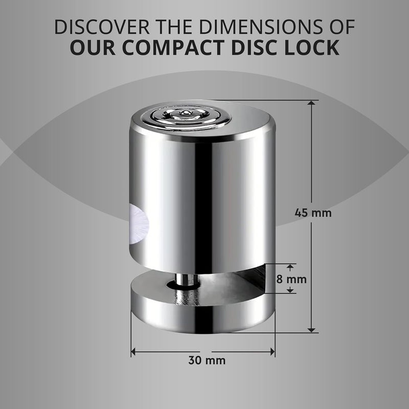 Wezone قفل قرص الفرامل المصنوع من الفولاذ المقاوم للصدأ من ويزون للدراجات النارية والدراجات - قفل أمان ثقيل مضاد للسرقة بعجلة مع دبوس 7 مم، تشطيب مطلي بالكروم - Image 2