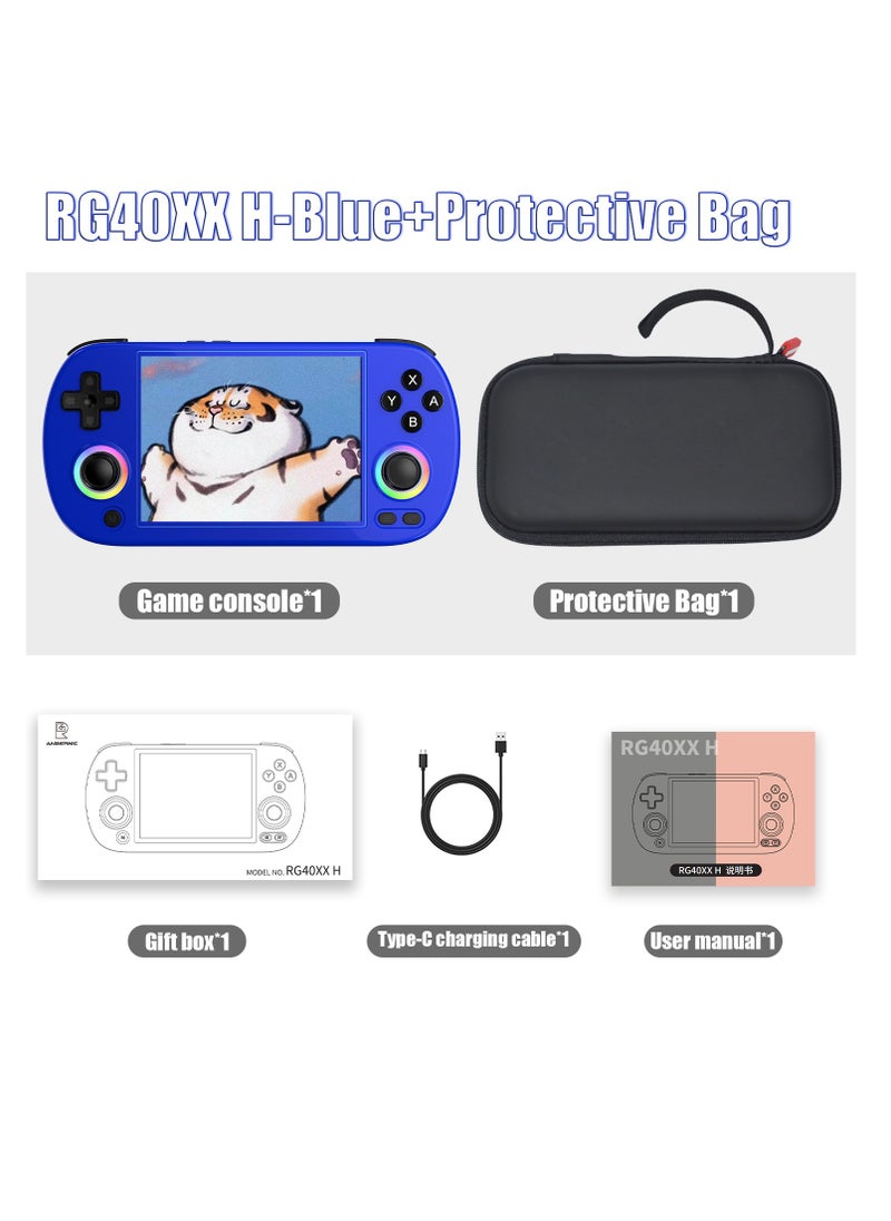 ANBERNIC  - Retro RG40XX H Portable Game Console, 64-bit, Linux, 4.0-inch IPS screen, Compatible with 5G WiFi, Bluetooth, HDMI-TV output (Blue, 128GB) - Image 1